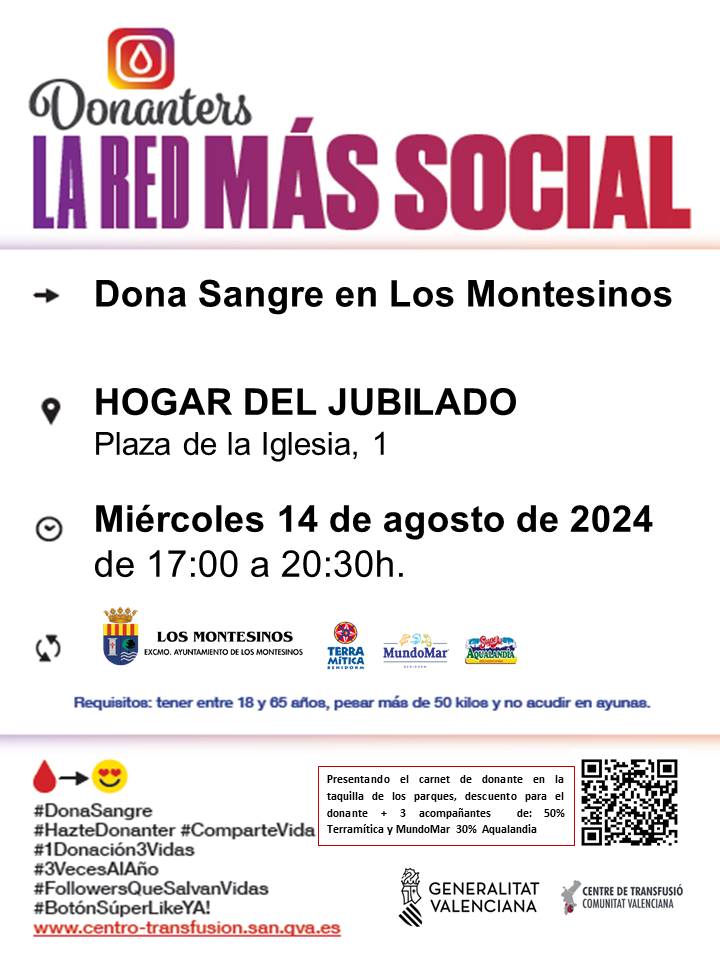 Donación de sangre en Los Montesinos, agosto 2024