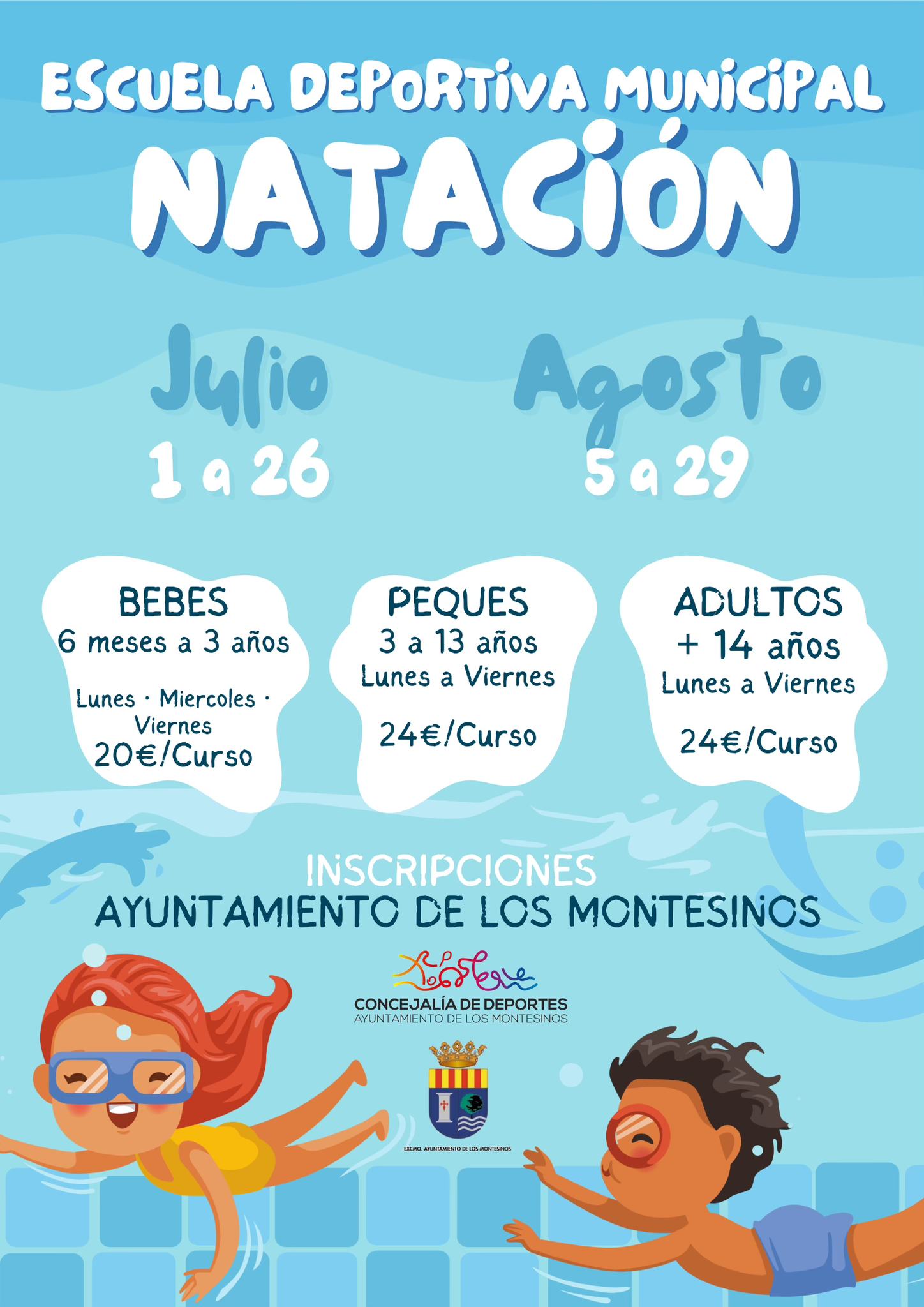 Cursos de natación, verano 2024 Los Montesinos