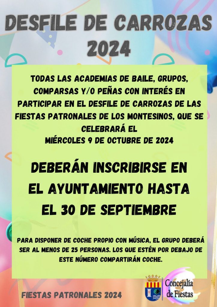 Inscripciones desfile de carrozas 2024